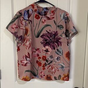 J crew Floral Print Short Sleeve Blouse